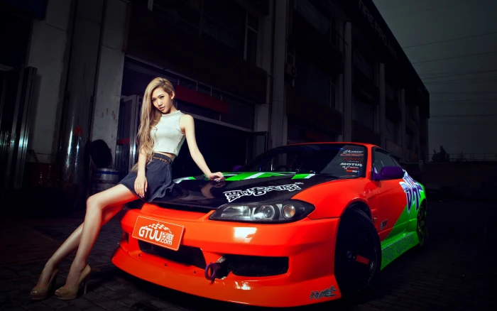 machine auto girl model Asian car nissan silvia 2k