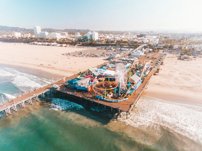 aerial view of body water photography bridge pier 2k 4k