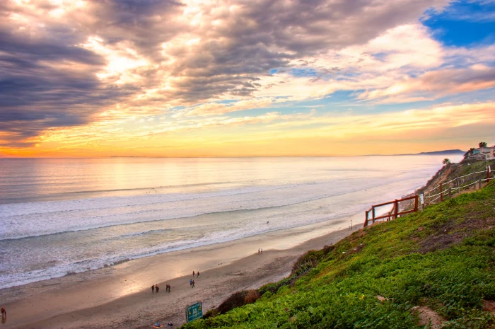 people standing on beach sand Horizons San Diego Encinitas California 2k 4k