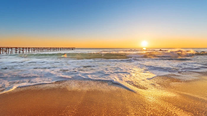 sunlight vacation sand sandy beach pier dominican republic 2k 4k