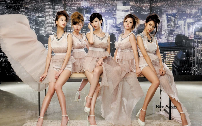 Korean beauty Nine Muses photo HD Wallpaper 01 women s gray dresses 2k