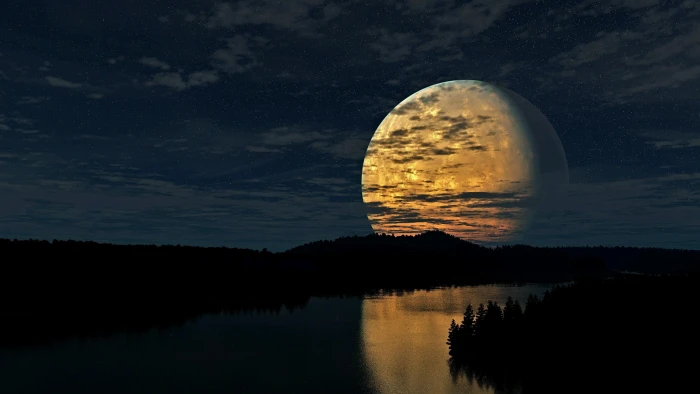 nature night moonlight supermoon full moon reflection 2k 4k