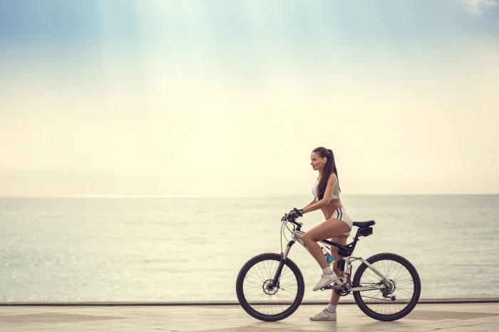 women outdoors model sea bicycle one person water 2k 4k 5k