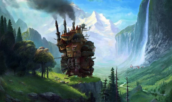 px digital art fantasy Art Howls Moving Castle Mash ups Nature Other HD 2k