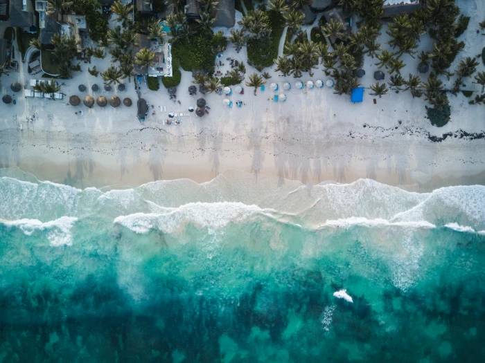 aerial photography of beach shore during daytime green 2k