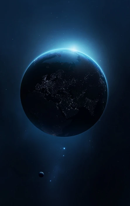 blue and black planet lunar eclipse space universe Earth 2k