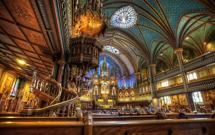 The Notre Dame Basilica Indoor gorgeous scenery church interior 2k