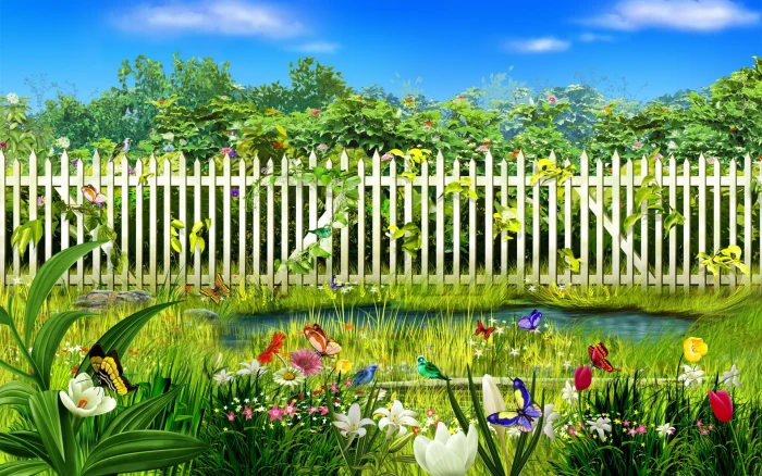 Spring garden flowers plants colors nature background 2k