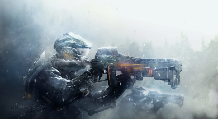 soldier aiming rifle digital wallpaper artwork futuristic weapon 2k 4k