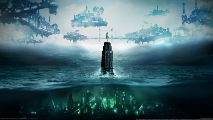 underwater city and aircrafts digital wallpaper BioShock tower 2k 4k
