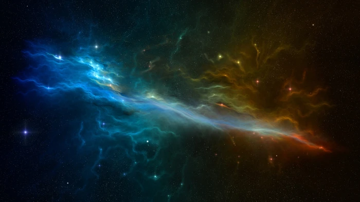 galaxy digital wallpaper blue and orange 2k 4k