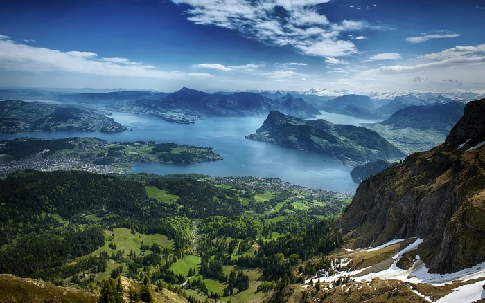 Scenery Switzerland Lake Mountains Sky Lucerne Nature 2k