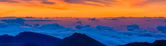 silhouette of mountain Hawaii Haleakala dawn landscape mountains 2k 4k 5k