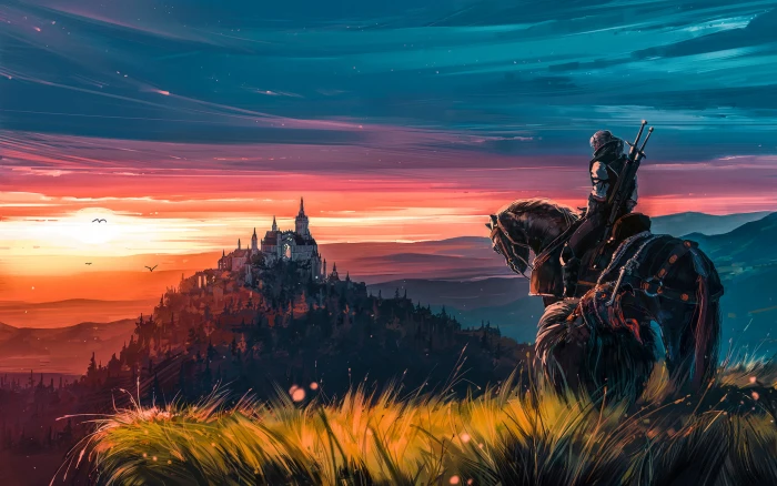 The Witcher 3 Wild Hunt fantasy art Geralt of Rivia 2k