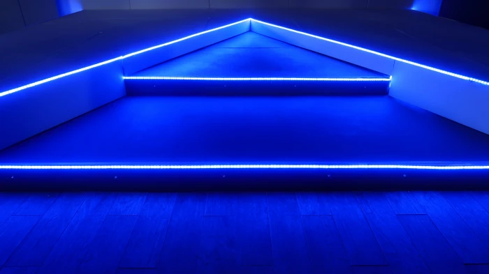 blue led strip neon lights abstract no people illuminated 2k 4k 5k