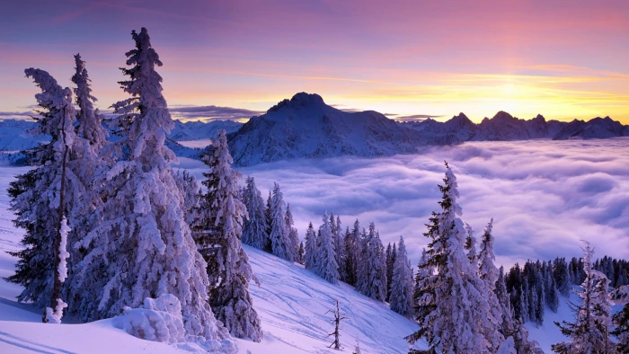 freezing frozen snowy slope clouds alps morning ridge 2k 4k