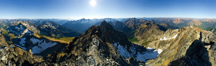 green mountains sunlight panoramas snow valley grass snowy peak 2k 4k