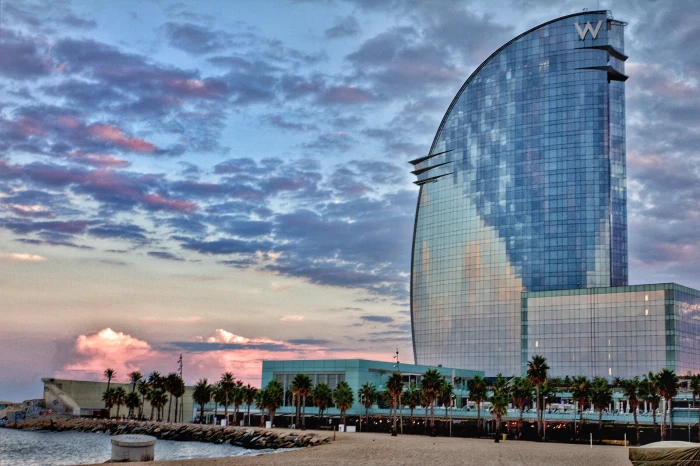 high rise building near beach w hotel barcelona barceloneta 2k