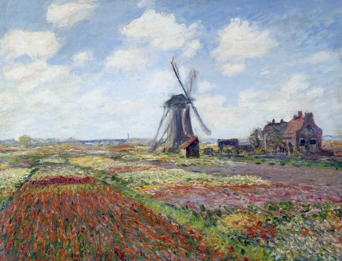 landscape picture Claude Monet Tulip fields with Windmill Rijnsburgse 2k