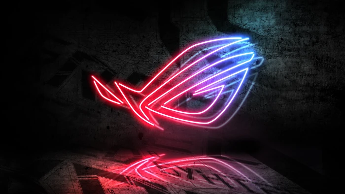 logo neon Republic of Gamers ASUS illuminated night red 2k 4k