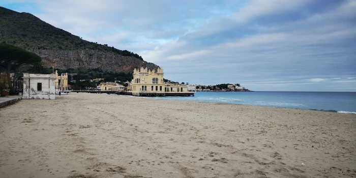mondello beach palermo sicily sea sky cloud land 2k 4k