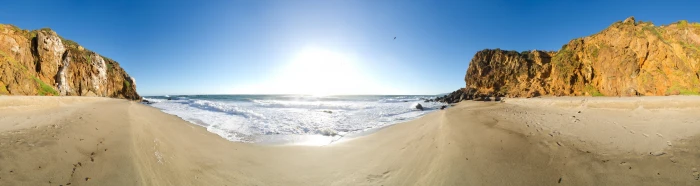 panoramas beach rock nature landscape sea sand cliff 2k 4k