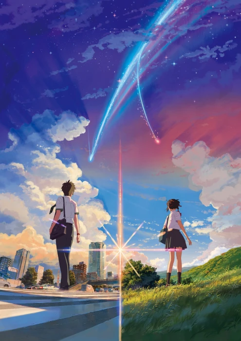 Your Name digital wallpaper anime girls landscape 2k