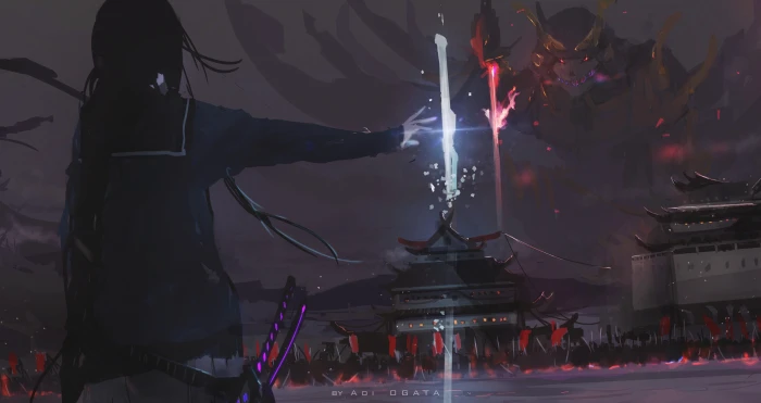 animated movie scenery Aoi Ogata katana samurai artwork arts culture and entertainment 2k 4k 5k