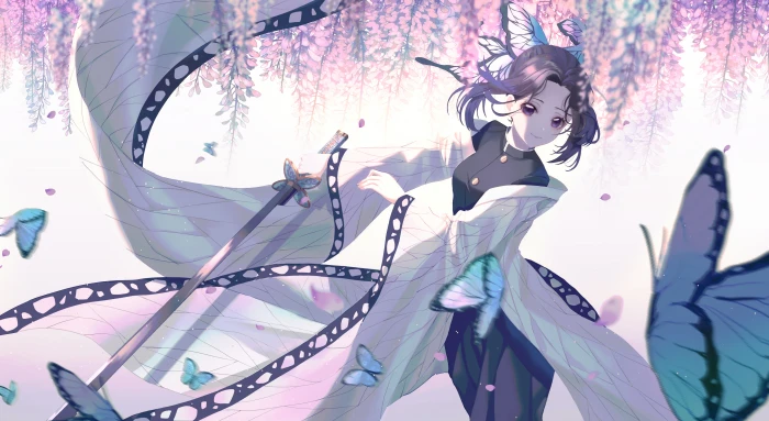 Anime Demon Slayer Kimetsu no Yaiba Butterfly Girl Shinobu Kochou 2k 4k 5k