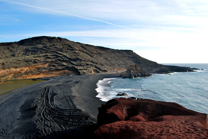 beach lanzarote costa sea spain holiday landscape canary islands 2k 4k