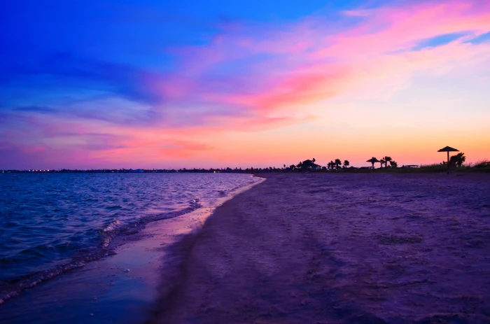 beach sunset sea ocean sand vacation tropical 2k 4k 5k