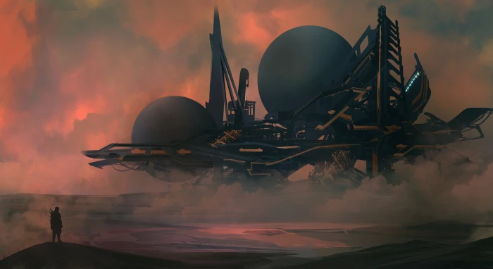 black and blue spaceship digital wallpaper art science fiction 2k 4k 5k