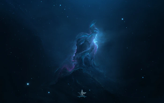 blue galaxy Atlantis Nebula 2k 4k 5k 8k