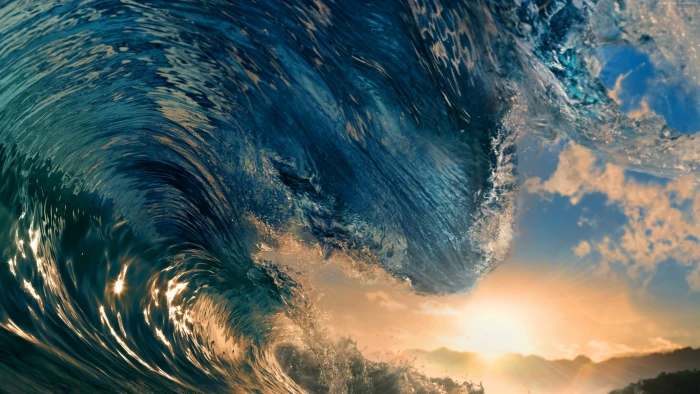clear water photo of sea wave waves nature blue sunset sunlight 2k 4k