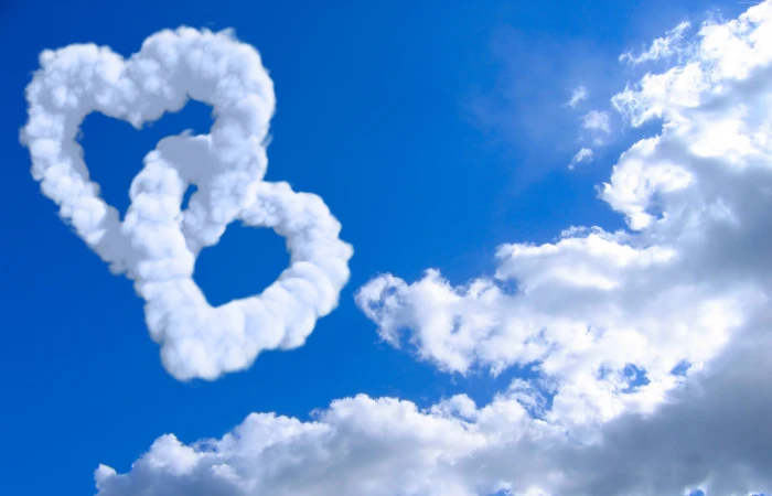 heart blue sky cloud 2k 4k 5k