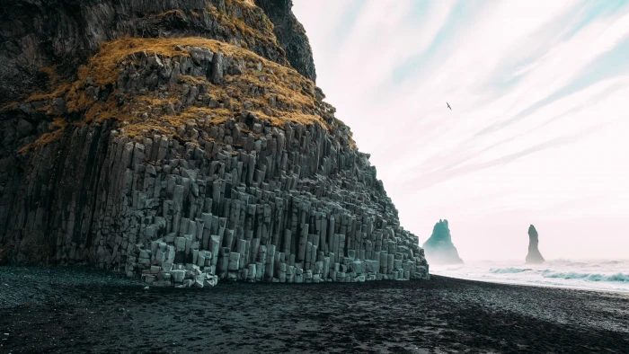 Iceland beach cliff landscape nature 2k