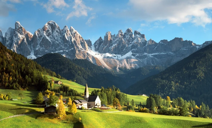 Italian Alps landscape Mountain town houses Nature 2k
