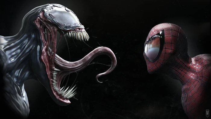 Marvel Spider Man and Venom wallpaper Symbiote simple background 2k 4k