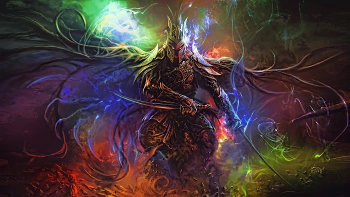 mystical warrior wallpaper fantasy art fan artwork digital 2k 4k