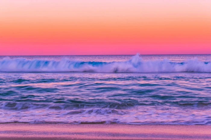 Ocean Waves beach dawn desktop backgrounds dusk wallpaper 2k 4k 5k