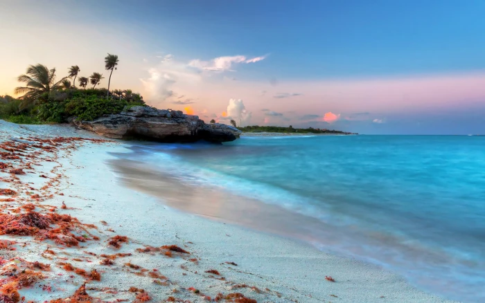 Playa Del Carmen Amazing Sunset At Caribbean Sea In Mexico Photo Wallpaper Hd 2k 4k