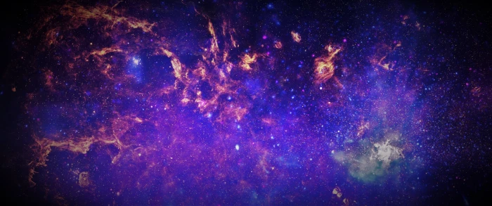 purple and orange galaxy stars sky blue planet space art 2k