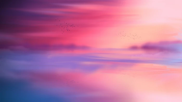 reflection pink sky afterglow sea calm horizon cloud 2k 4k 5k 8k