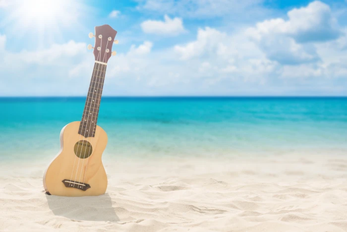 sand sea wave beach summer guitar seascape 2k 4k 5k