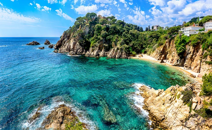 sea coast nature landscape Costa Brava Spain water beauty in 2k