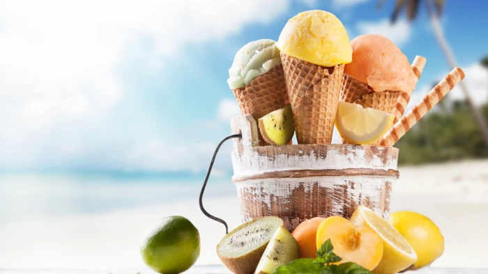 selective focus photography of ice cream with cones on brown wooden bucket 2k 4k 5k