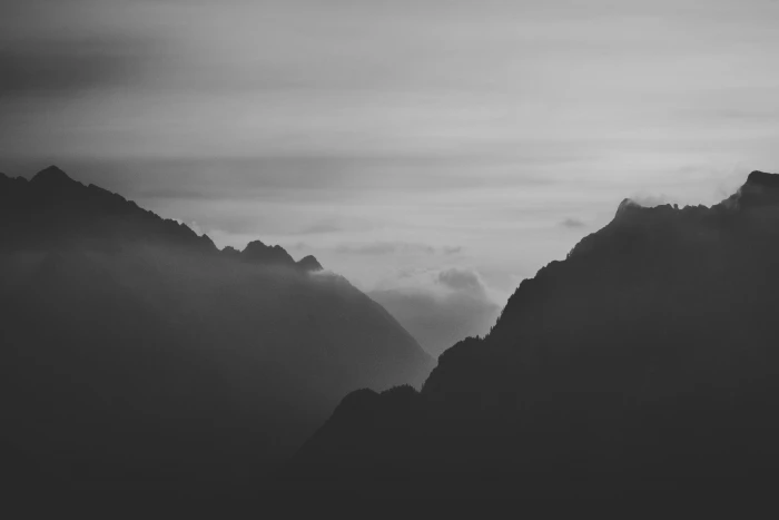 silhouette of mountains misty mountain monochrome wallpaper 2k 4k 5k