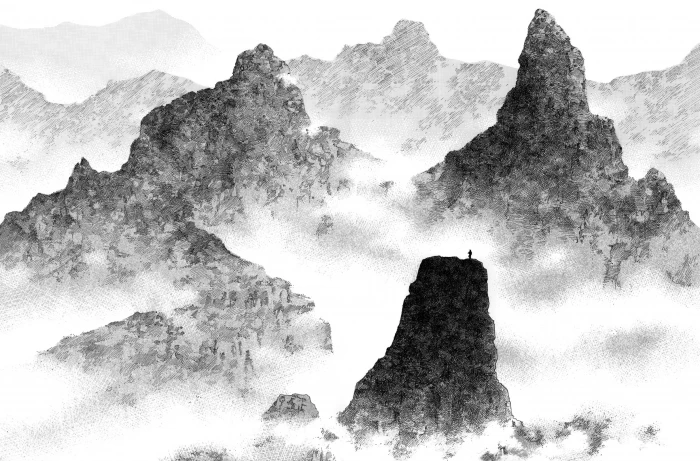 white and black concrete building Vagabond Takehiko Inoue rock formation 2k