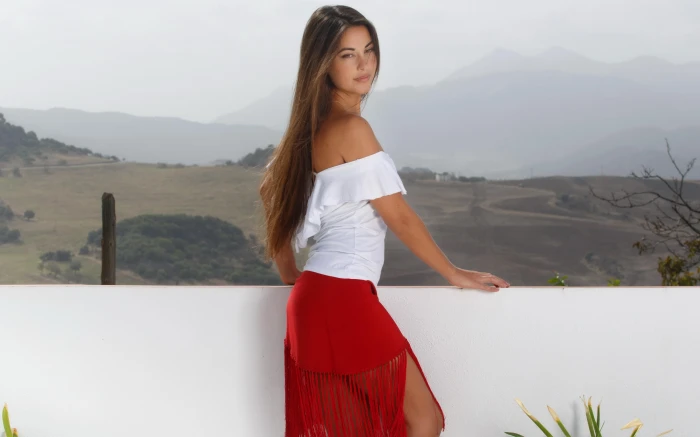 women model brunette long hair outdoors skirt Lorena Garcia 2k 4k 5k