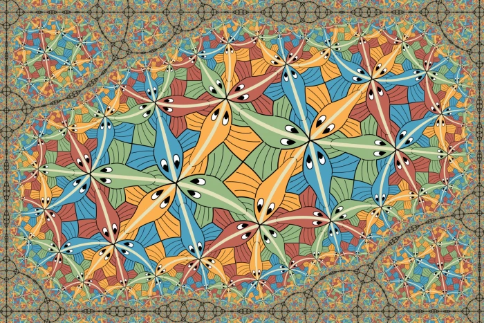 abstract painting optical illusion M C Escher psychedelic 2k